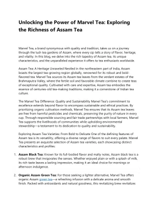 Unlocking the Power of Marvel Tea Exploring the Richness of Assam Tea