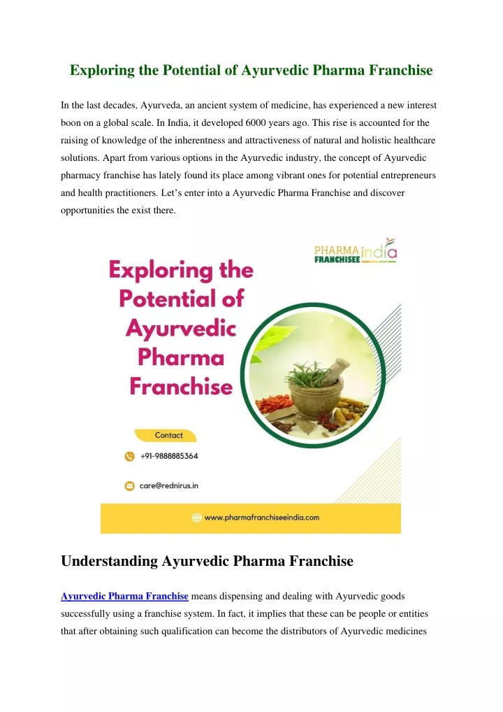 exploring the potential of ayurvedic pharma