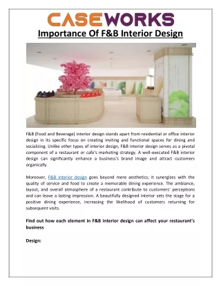 Importance Of F&B Interior Design