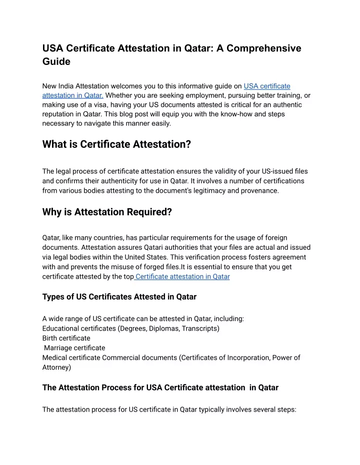 usa certificate attestation in qatar