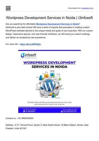 Wordpress Development Services in Noida | i3infosoft