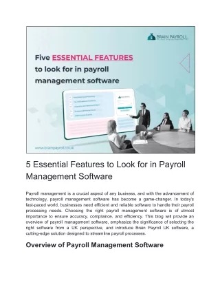 5 Essential Features to Look for in Payroll Management Software