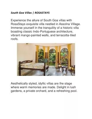 south goa villas rosastays experience the allure