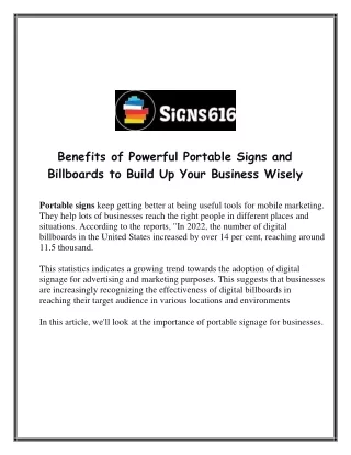 Benefits Of Powerful Portable Signs and Billboards To Build Up Your Business Wisely