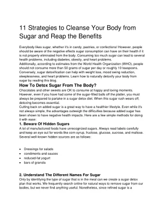 11 Strategies to Cleanse Your Body from Sugar and Reap the Benefits