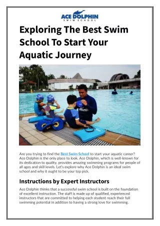 Exploring The Best Swim School To Start Your Aquatic Journey