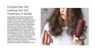 Combat Hair Fall: Leading Hair Fall Treatment in Noida