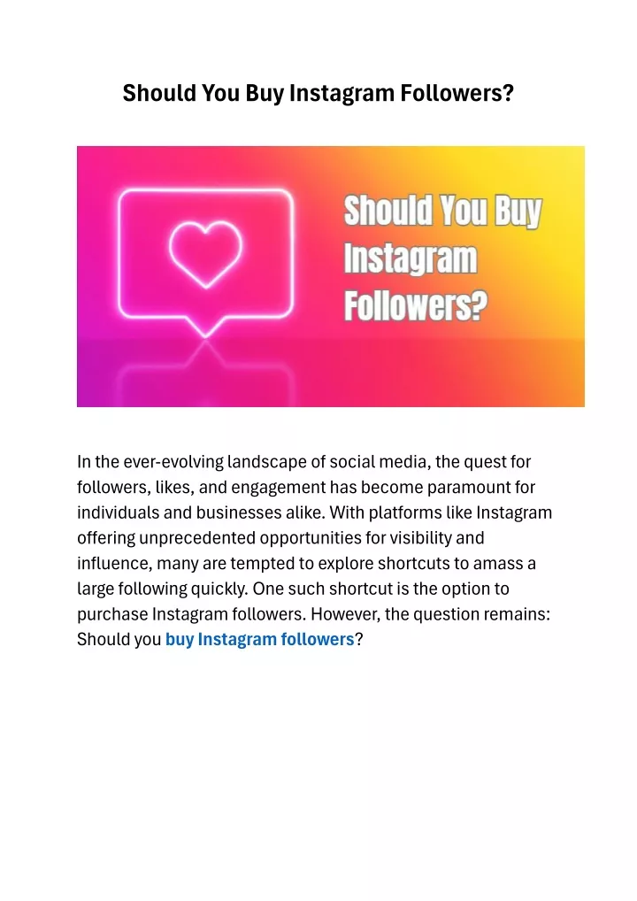 should you buy instagram followers