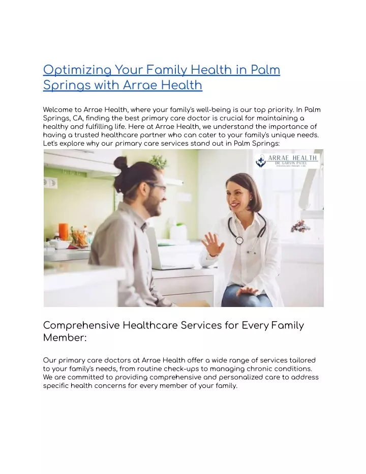 optimizing your family health in palm springs