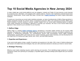 Top 10 Social Media Agencies in New Jersey 2024
