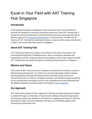 Achieve Your Goals with AAT Training Hub Singapore Where Expertise Meets Innova