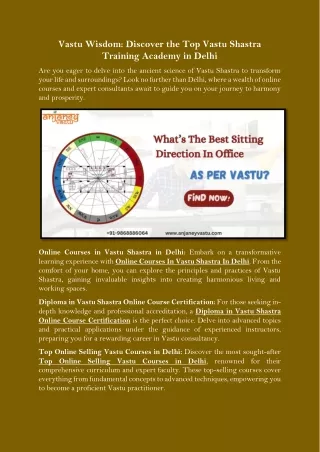 Vastu Wisdom Discover the Top Vastu Shastra Training Academy in Delhi