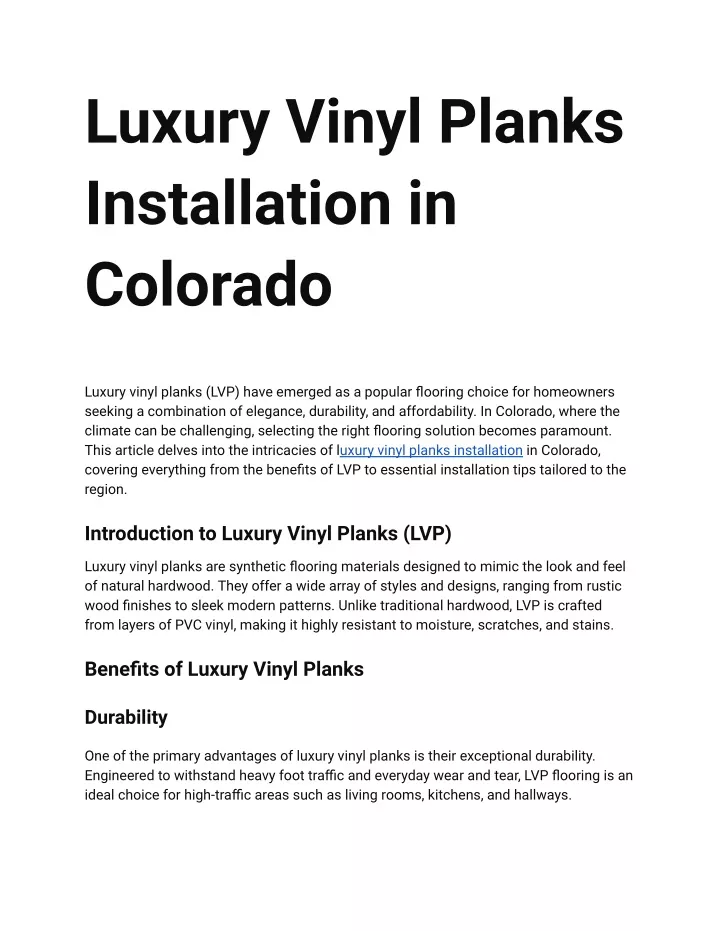 luxury vinyl planks installation in colorado