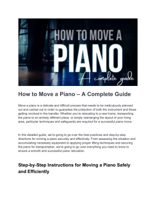 How to Move a Piano – A Complete Guide