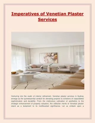 Imperatives of Venetian Plaster Services