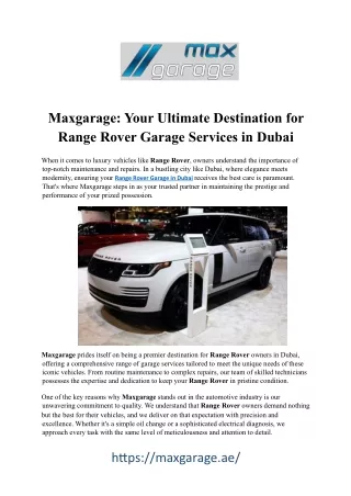 Your Go-To Range Rover Garage in Dubai