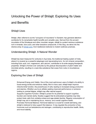 Unlocking the Power of Shilajit_ Exploring Its Uses and Benefits