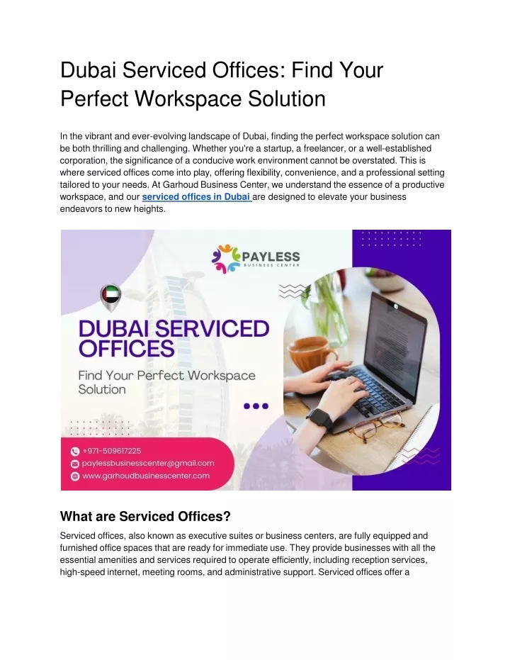 dubai serviced offices find your perfect workspace solution