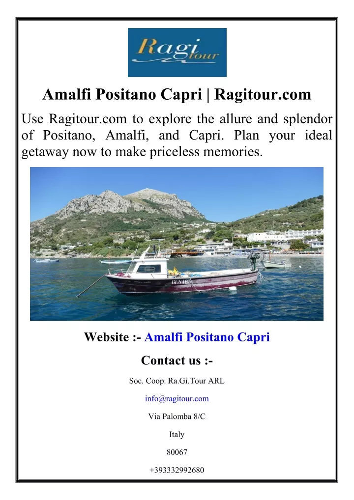 amalfi positano capri ragitour com