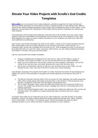 Elevate Your Video Projects with Scrollx's End Credits Templates
