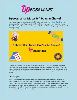 dpboss what makes it a popular choice