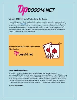 what is dpboss let s understand the basics