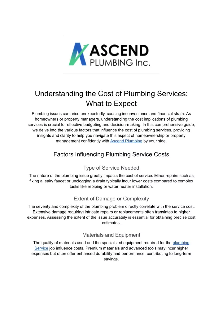 understanding the cost of plumbing services what