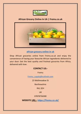 African Grocery Online In Uk | Fremu.co.uk