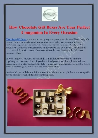 How Chocolate Gift Boxes Are Your Perfect Companion In Every Occasion