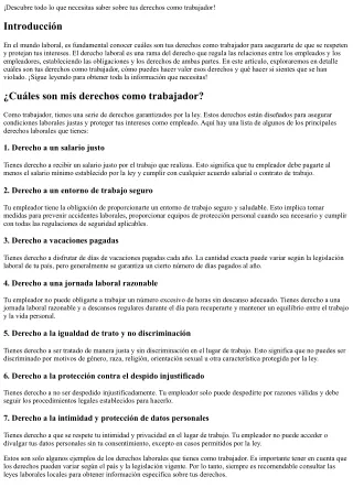 ¿Cuáles son mis derechos como trabajador?