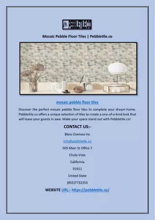 Mosaic Pebble Floor Tiles | Pebbletile.co