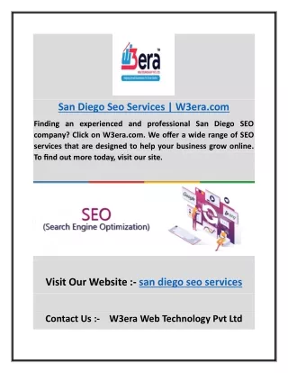 San Diego Seo Services | W3era.com