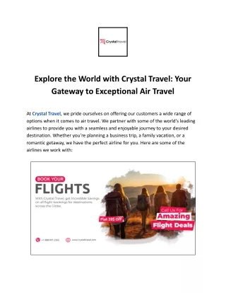 Explore the World with Crystal Travel: Your Gateway to Exceptional Air Travel