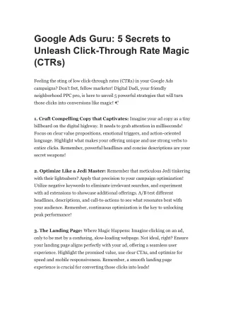 Google Ads Guru: 5 Secrets to Unleash Click-Through Rate Magic (CTRs)