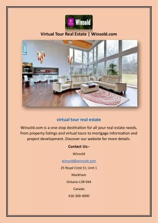 Virtual Tour Real Estate | Winsold.com