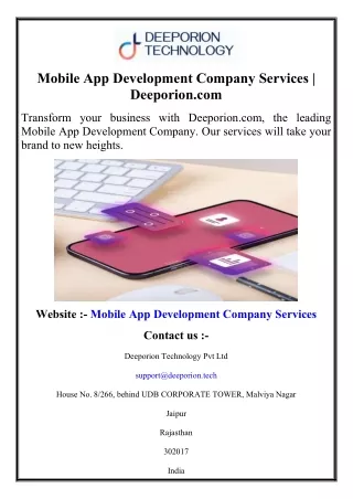 Mobile App Development Company Services  Deeporion.com
