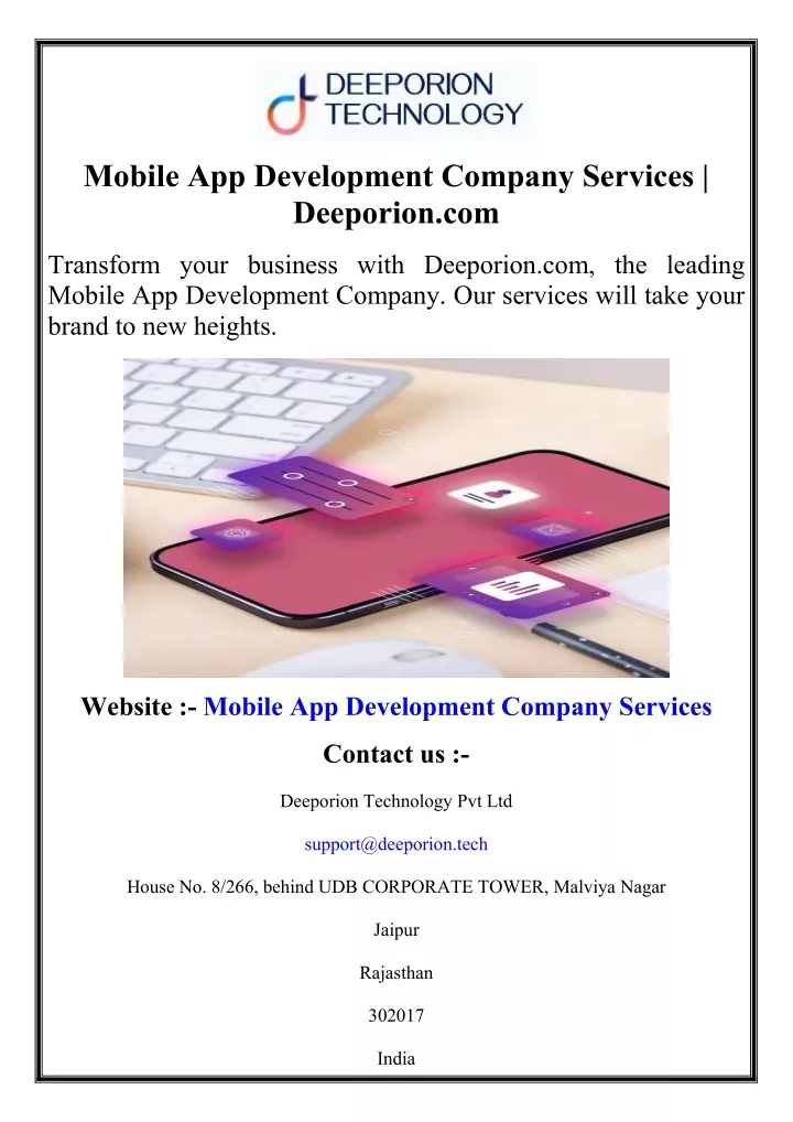 mobile app development company services deeporion