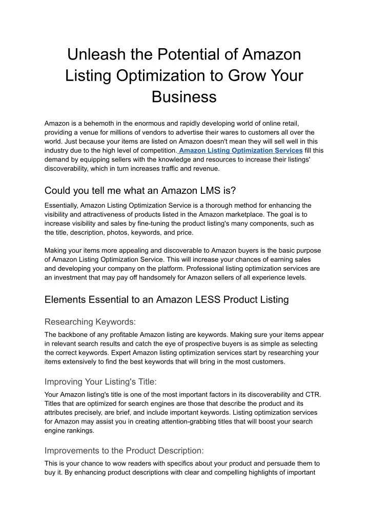 unleash the potential of amazon listing