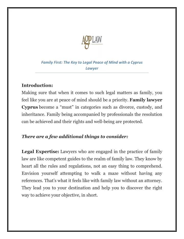 family first the key to legal peace of mind with