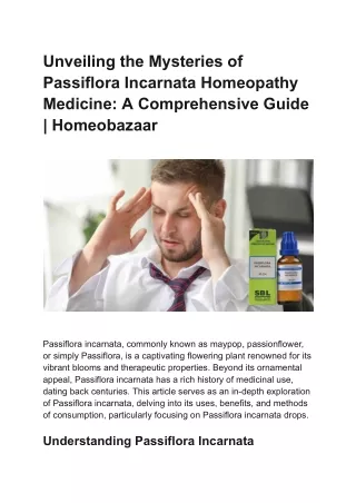 _Unveiling the Mysteries of Passiflora Incarnata Homeopathy Medicine_ A Comprehensive Guide _ Homeobazaar
