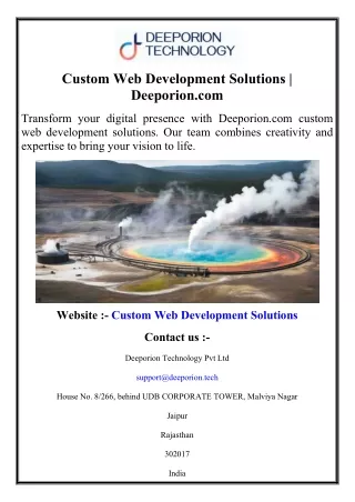 Custom Web Development Solutions  Deeporion.com
