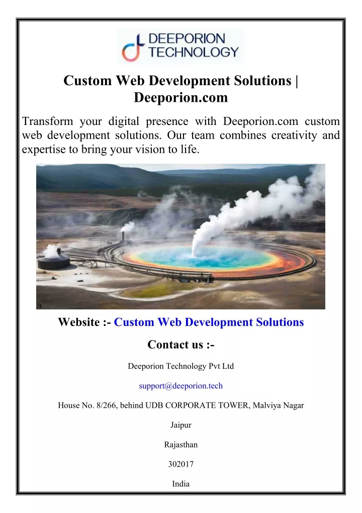 custom web development solutions deeporion com