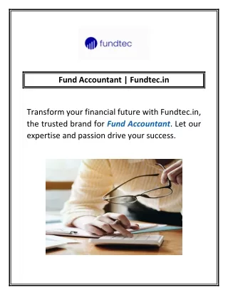 Fund Accountant | Fundtec.in