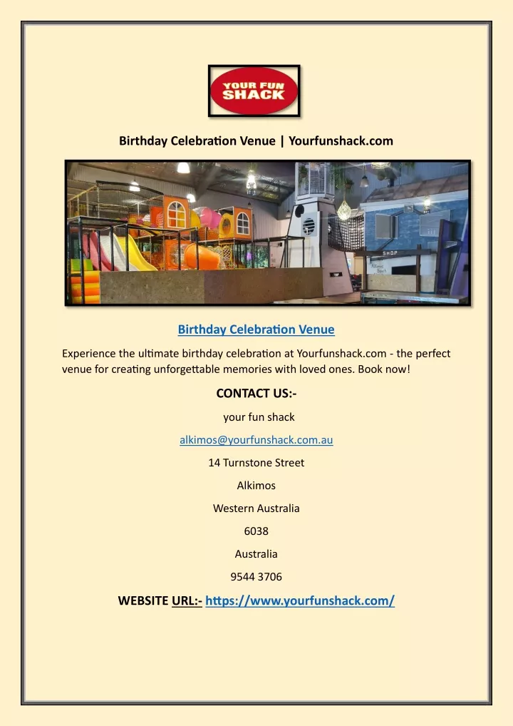 birthday celebration venue yourfunshack com