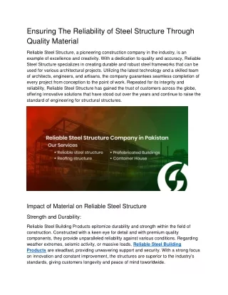Reliable Steel Structure
