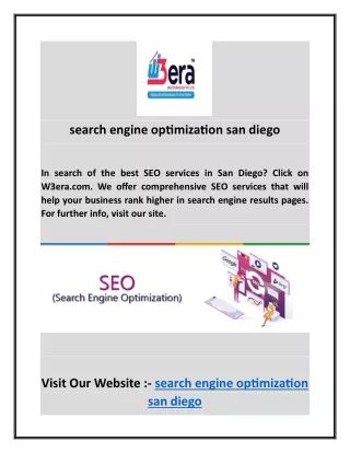 Search Engine Optimization San Diego | W3era.com