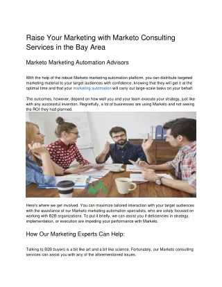 Raise Your Marketing with Marketo Consulting Services in the Bay Area