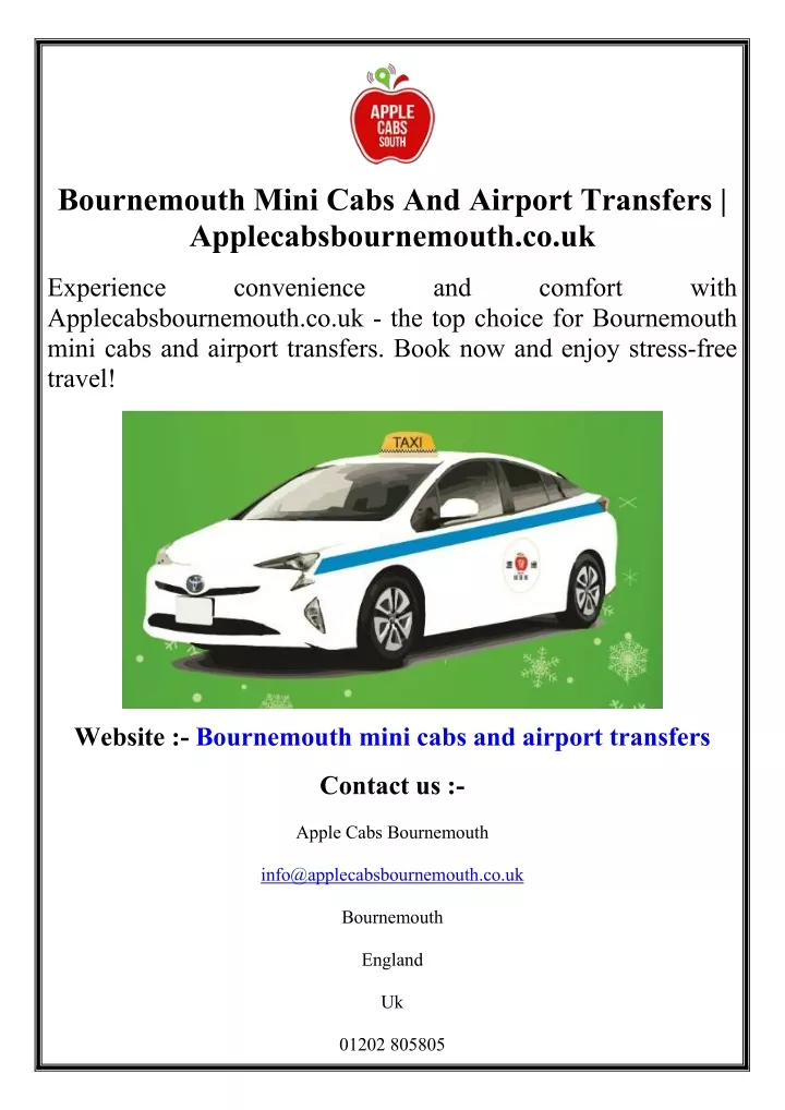 bournemouth mini cabs and airport transfers