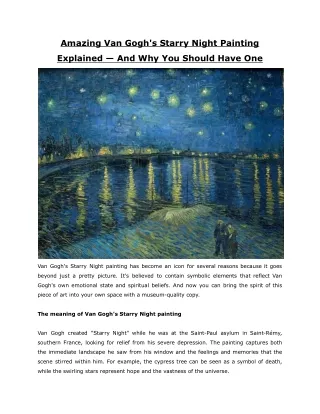 Amazing Van Gogh's Starry Night Painting Explained — And Why You Should Have One