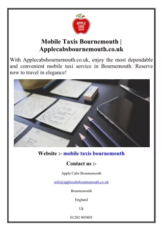 Mobile Taxis Bournemouth  Applecabsbournemouth.co.uk